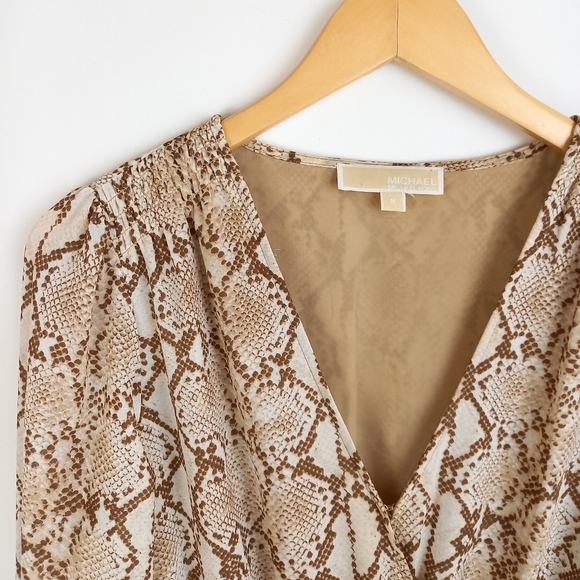 Michael Kors Snake Print Georgette Wrap Style Dress Size Medium - Picture 2 of 6